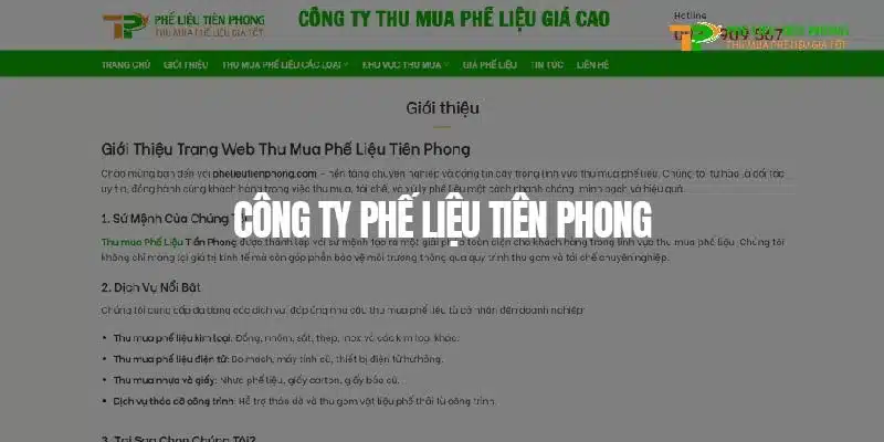 Công ty thu mua Phế Liệu Tiên Phong nhanh chóng giá cả hấp dẫn